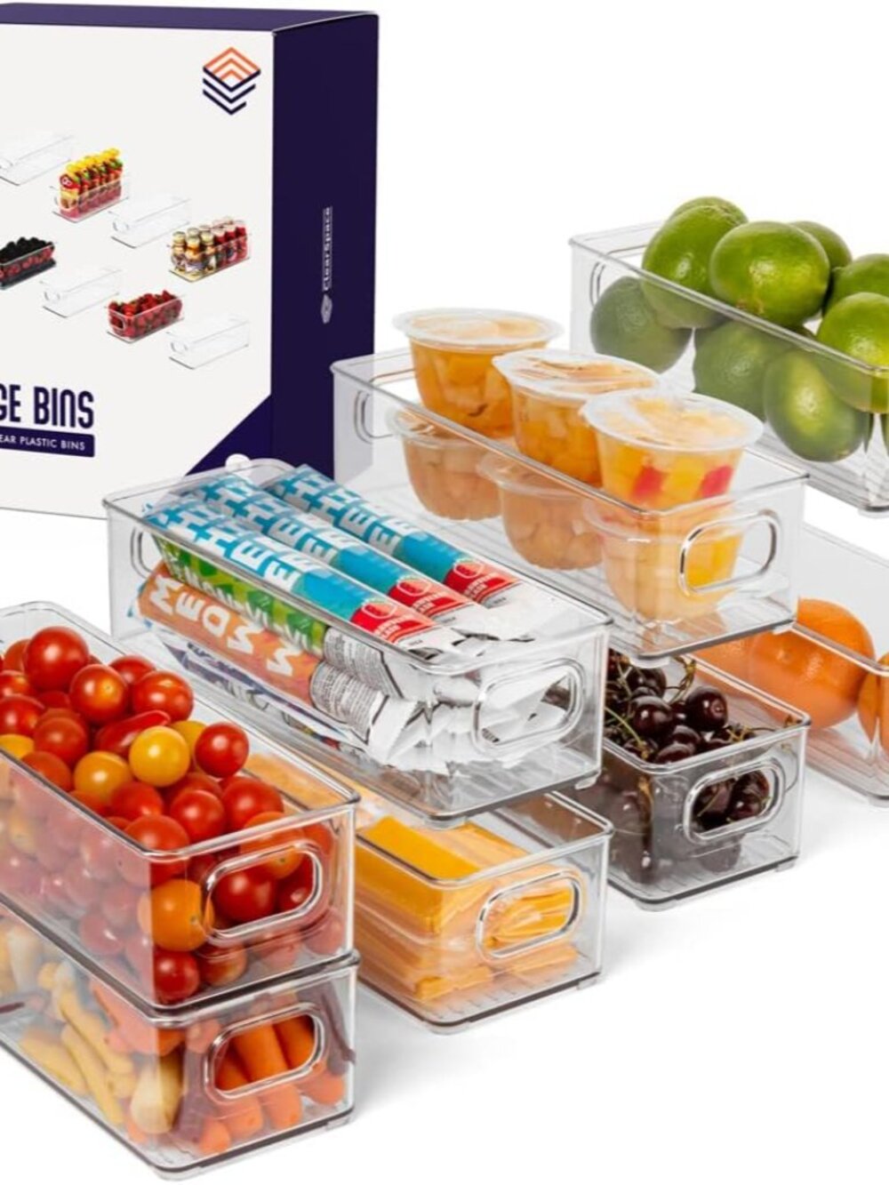Plastic Pantry Organization and Food Storage Bin, 8 Pack